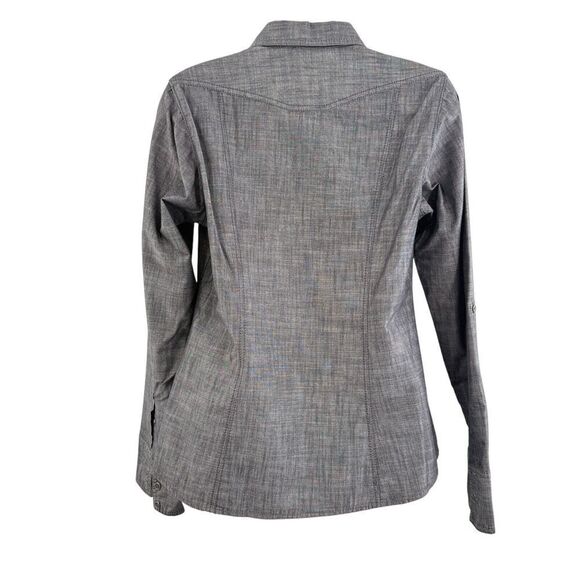 Columbia Shirt Women Small Chambray Double Breast Pockets Button Down Gray - Picture 4 of 11